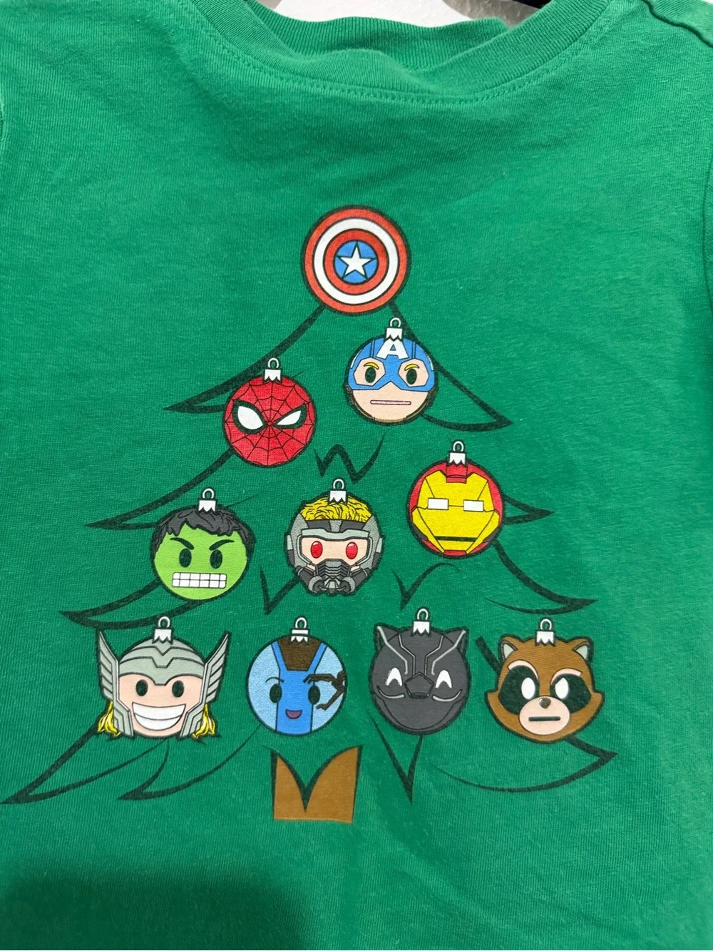 Marvel Green Kids Superhero Ornament Tree Tee